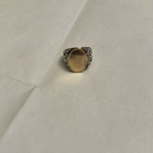 💖💖💖925 and gold filled signet ring with bead and scrolling accents